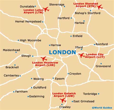 map of london england showing airports